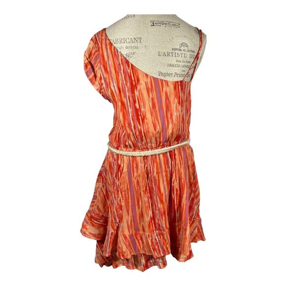 Free People Heart Shaped Face Mini Dress In Orange Combo Women’s Size Large - Picture 7 of 11